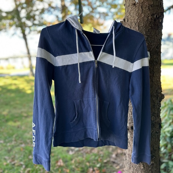 Abercrombie & Fitch Blue and White Hoodie / kids XL- unisex - Picture 1 of 13